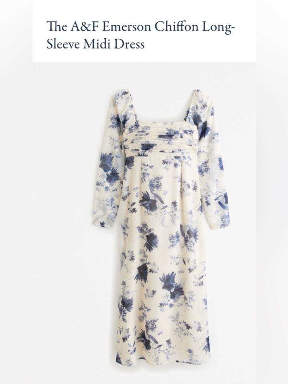 Abercrombie & Fitch Cream Midi Dress with Blue Floral Print